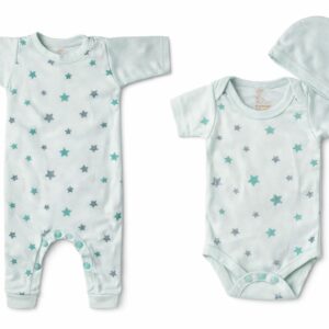 Conjunto x 3 - Mameluco, body, pantalon - Estrellas